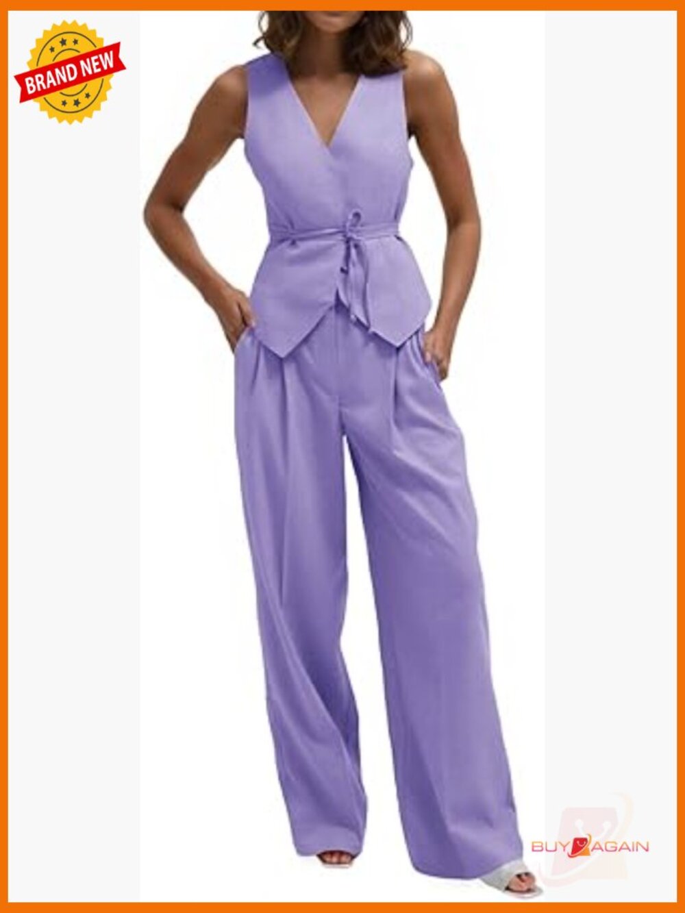 2 Piece Suit Set Blazer Vest Wide Leg Pants Business Casual